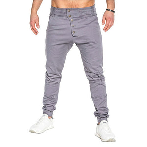 Spring Autumn New Jogger Pants Men Casual Slim Button Design Harem Pants Cotton Trousers Men