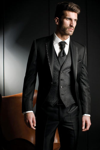 2019 New Arrival Groom Tuxedo Black Groomsmen Notch Lapel Wedding/Dinner Suits Best Man Bridegroom