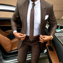 Load image into Gallery viewer, 2019 Latest coat pants designs Brown men suit Slim fit elegant tuxedos Wedding business party dress Summer jacket+pants terno