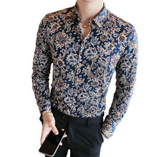 Load image into Gallery viewer, 2019 Men&#39;s Shirts Retro Floral Printed Man Casual Slim Shirt Fashion Classic Men Dress Shirt  Men&#39;s Long Sleeve Brand Clothing