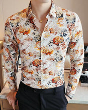 Load image into Gallery viewer, 2019 Men&#39;s Shirts Retro Floral Printed Man Casual Slim Shirt Fashion Classic Men Dress Shirt  Men&#39;s Long Sleeve Brand Clothing