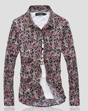 Load image into Gallery viewer, 2019 Men&#39;s Shirts Retro Floral Printed Man Casual Slim Shirt Fashion Classic Men Dress Shirt  Men&#39;s Long Sleeve Brand Clothing