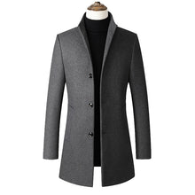 Load image into Gallery viewer, Men Jacket Warm Winter Trench Coat Long Outwear Button Overcoat stand collar  Casual Windbreaker Overcoat Jackets Wool Blends