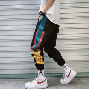 Hip Hop Streetwear Men's Splice Joggers Pants Fashion Men Casual Cargo Pant Trousers High Street Elastic Waist Harem Pant Men