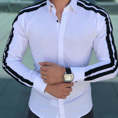 Fashion Men Shirts Business Shirt Long Sleeve Slim Fit Tops 2019 White Red Black Smart Male Social Dress Shirt Plus