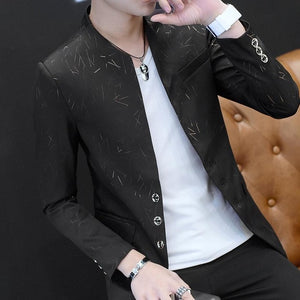 Chinese Style Mens Slim Fit Blazer Men Design Plus Size Tunic Man Casual Male Slim Fit Suit Jacket Singer Costume 6XL 5XL