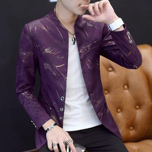 Chinese Style Mens Slim Fit Blazer Men Design Plus Size Tunic Man Casual Male Slim Fit Suit Jacket Singer Costume 6XL 5XL