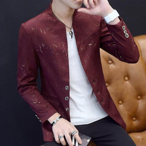 Chinese Style Mens Slim Fit Blazer Men Design Plus Size Tunic Man Casual Male Slim Fit Suit Jacket Singer Costume 6XL 5XL