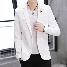 Load image into Gallery viewer, White Mens Blazers 2019 New Arrival Spring Summer Blazer Jackets Man One Button Casual Slim Fit England Style Dress Suit Coat