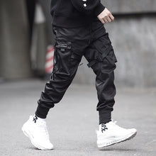 Load image into Gallery viewer, kpop motorcycle pants hip hop fashion joggers men black casual trousers harajuku modis pantalones streetwear reflective techwear